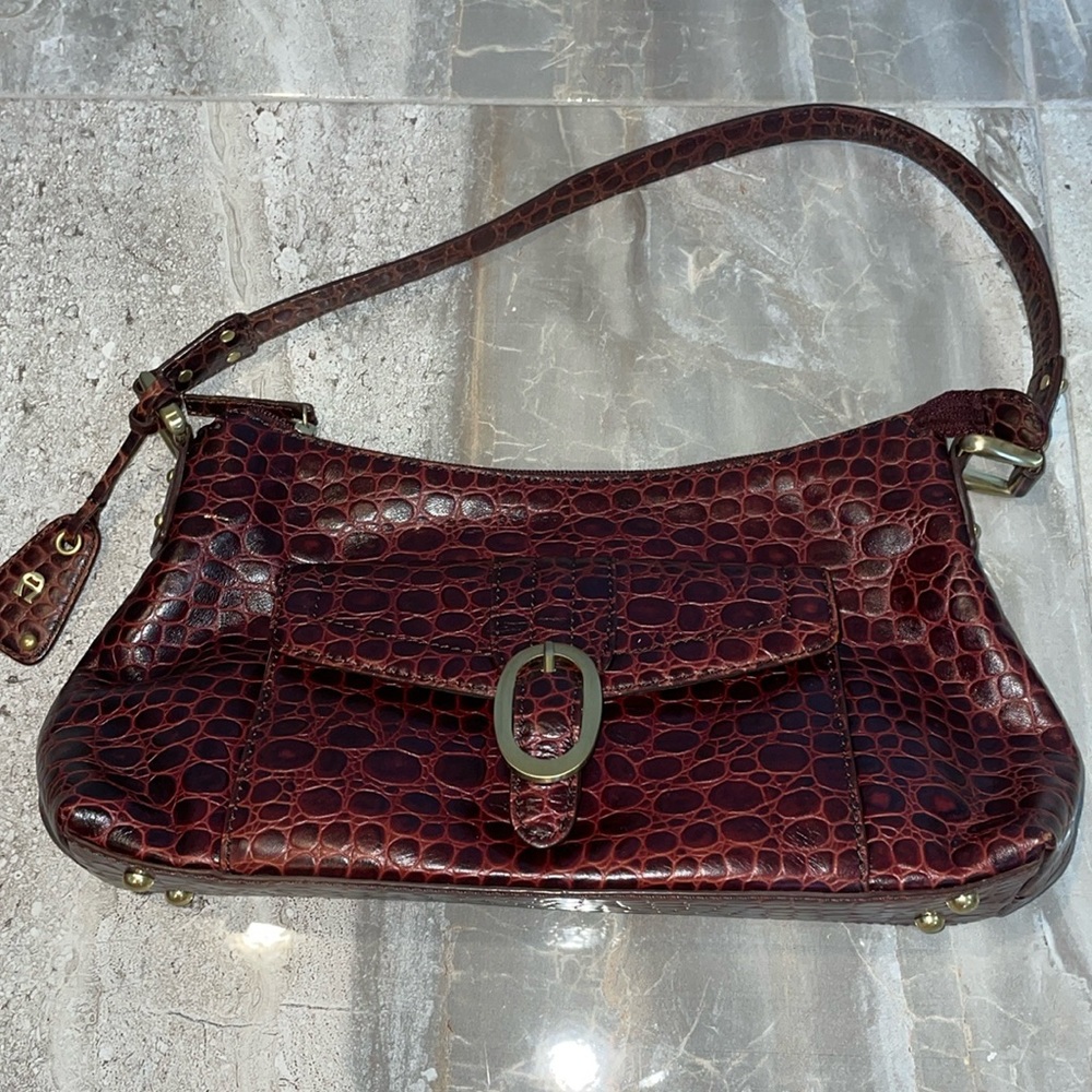Reddish Brown 🐊 with leather accents shoulder bag